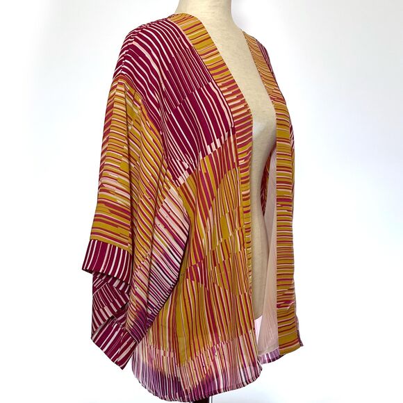 CAbi Medium Orange Pink Geo Print Kimono Jacket - Picture 4 of 8